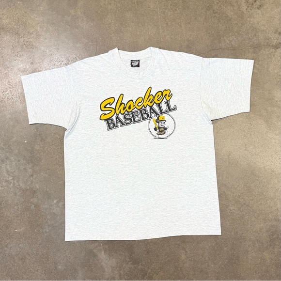 Vintage 90s USA Single Stitch WSU Wichita State Shocker Baseball T-Shirt - Picture 1 of 8